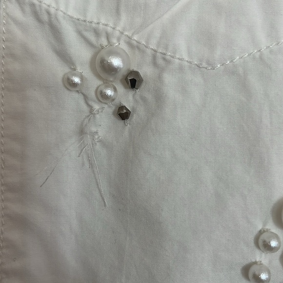 MAEVE by ANTHROPOLOGIE Bennet Button Down Shirt Pearl Embellishment Edition - Picture 5 of 8